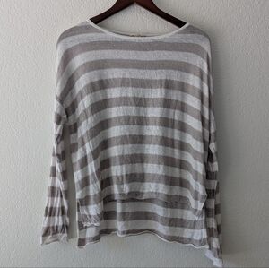 Eileen Fisher Womens 100% Organic Linen Striped Gauzy Long Sleeve Top Size XS